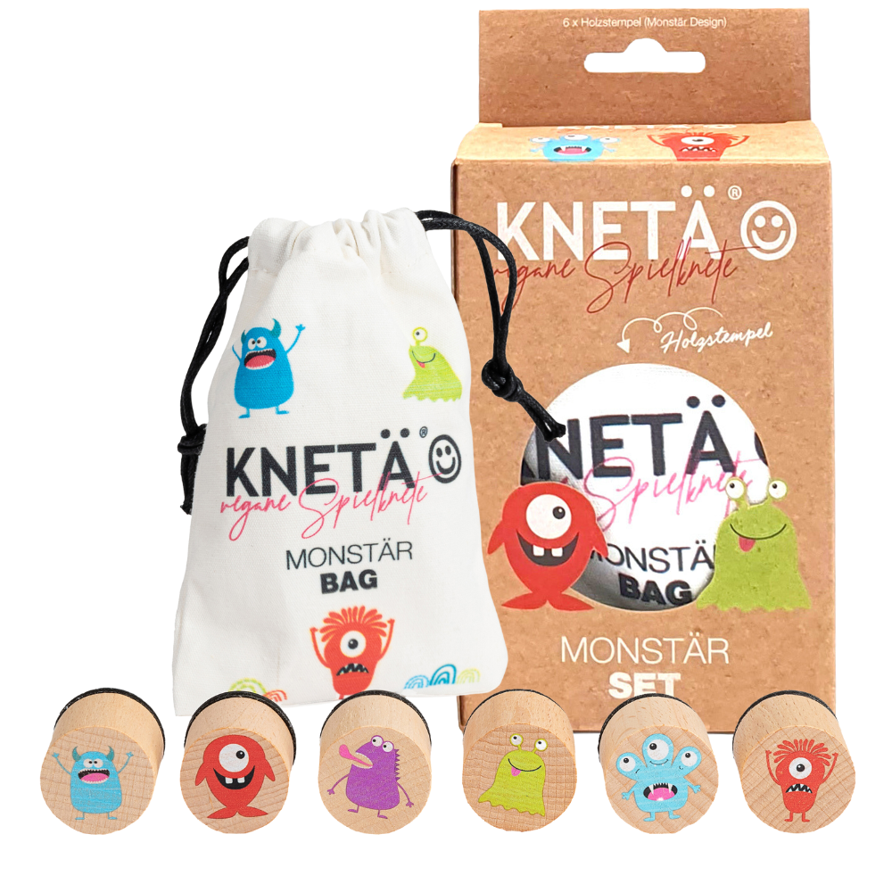 KNETÄ - Holzstempel-Set „Monstaer“ – stempelstarker Kreativspaß mit Monster-Motiven