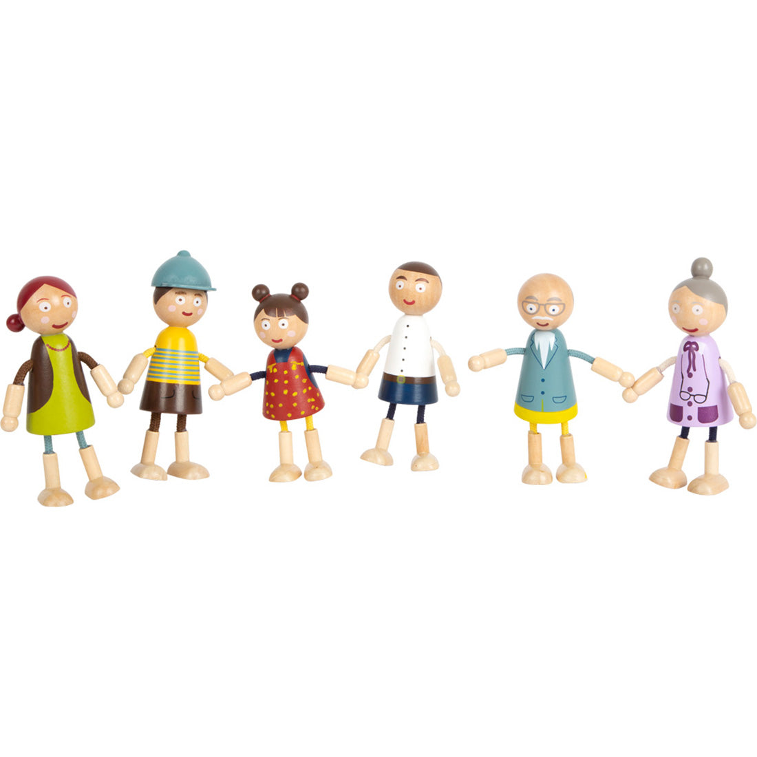 Biege-Puppenfamilie aus Holz